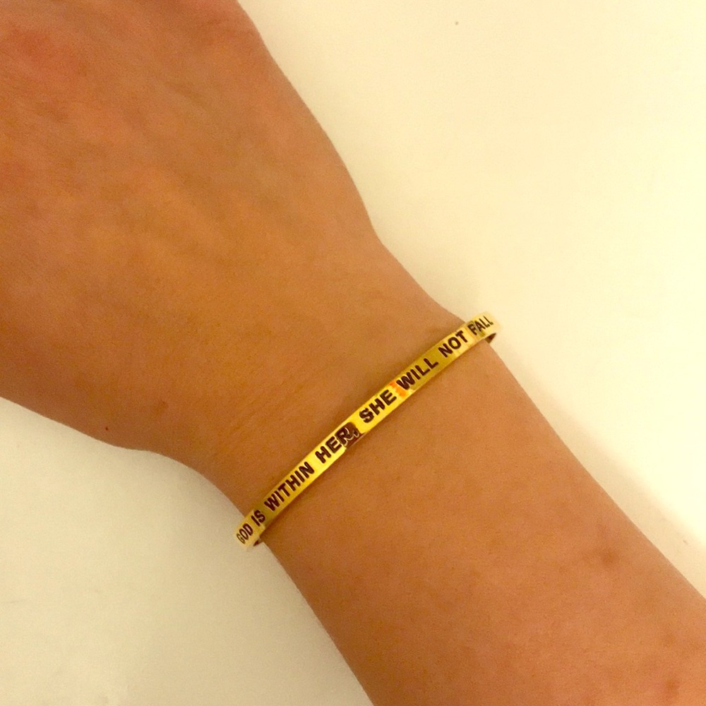 Gold *God Is With Her, She Will Not Fall* Bracelet